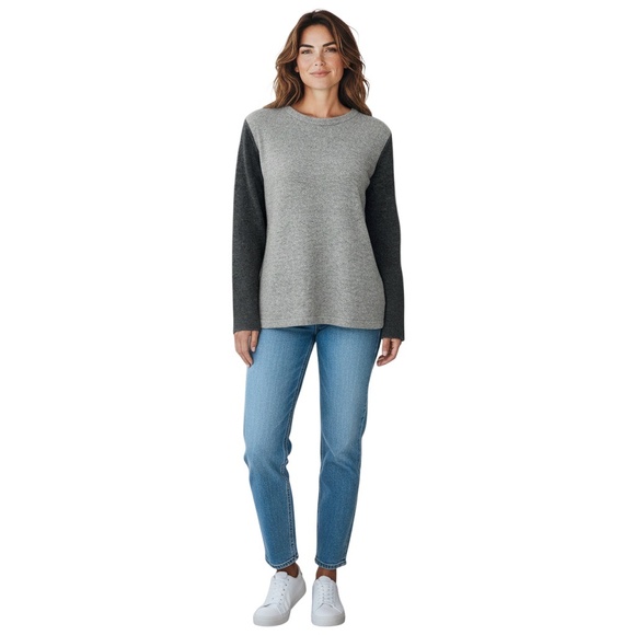 FABIANA FILIPPI GREY MONILI BEAD EMBELLISHED TWO TONE CASHMERE KNIT PULLOVER SWE - Picture 7 of 7